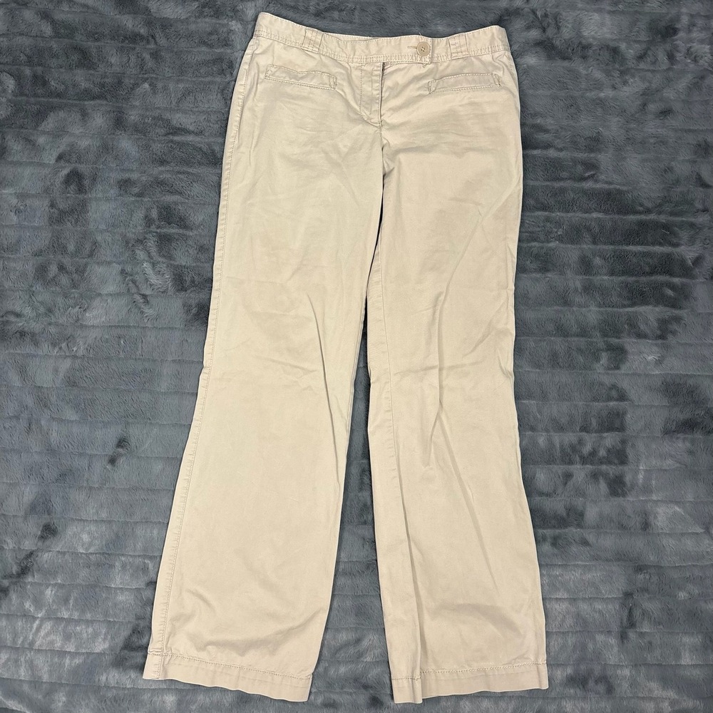 Ann Taylor LOFT Tan Khaki Original Trouser Wide Leg Pants Womens Size 2 Cotton